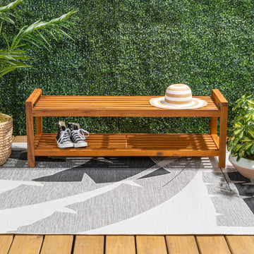 Blane 50.8" 3-Seat Mid-Century Modern 600-Lbs Support Acacia Wood Slat Outdoor Garden Patio Bench - JONATHAN Y